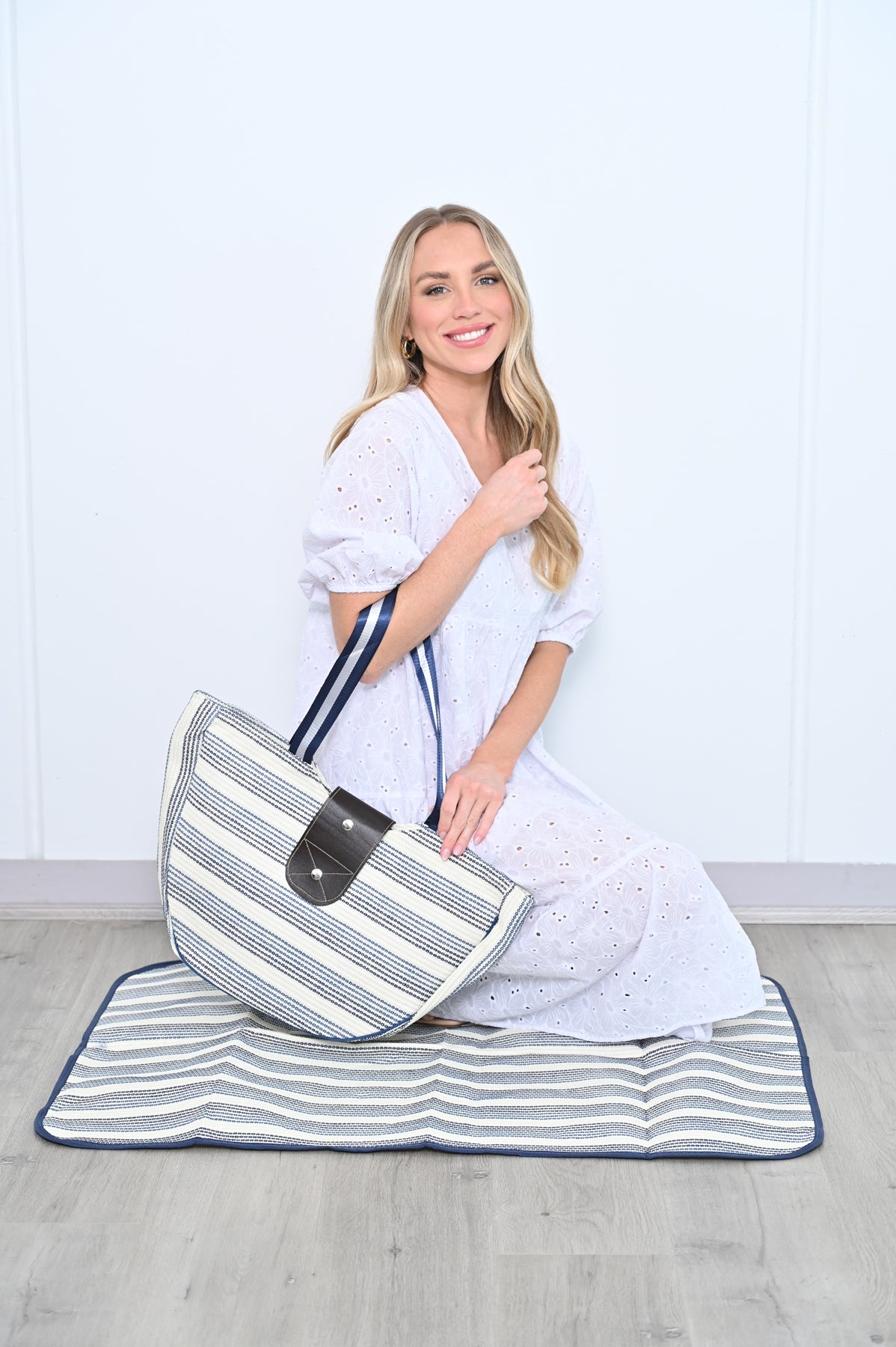 Beach bag and mat - navy