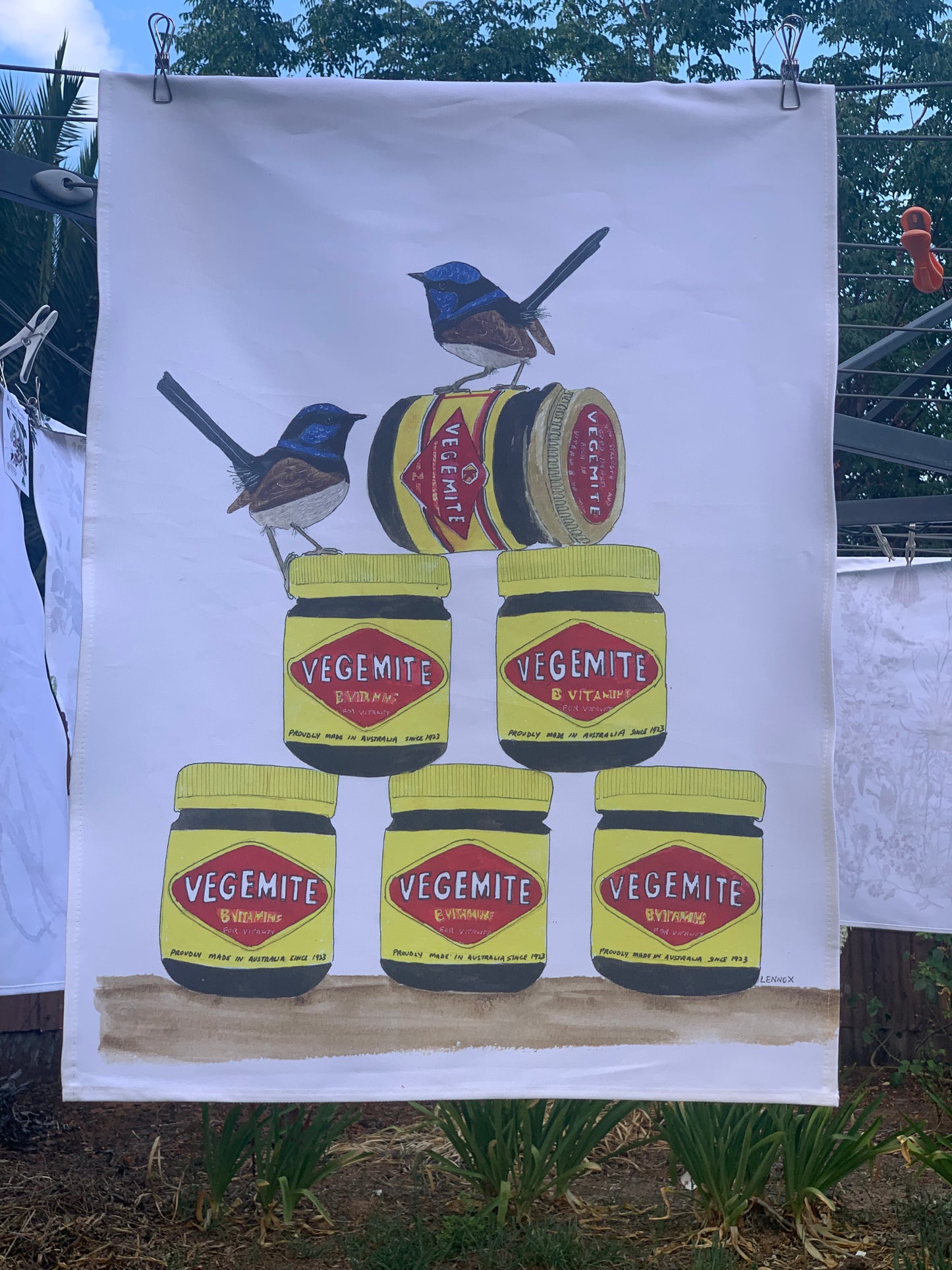 Blue Wren and Vegemite Tea Towel