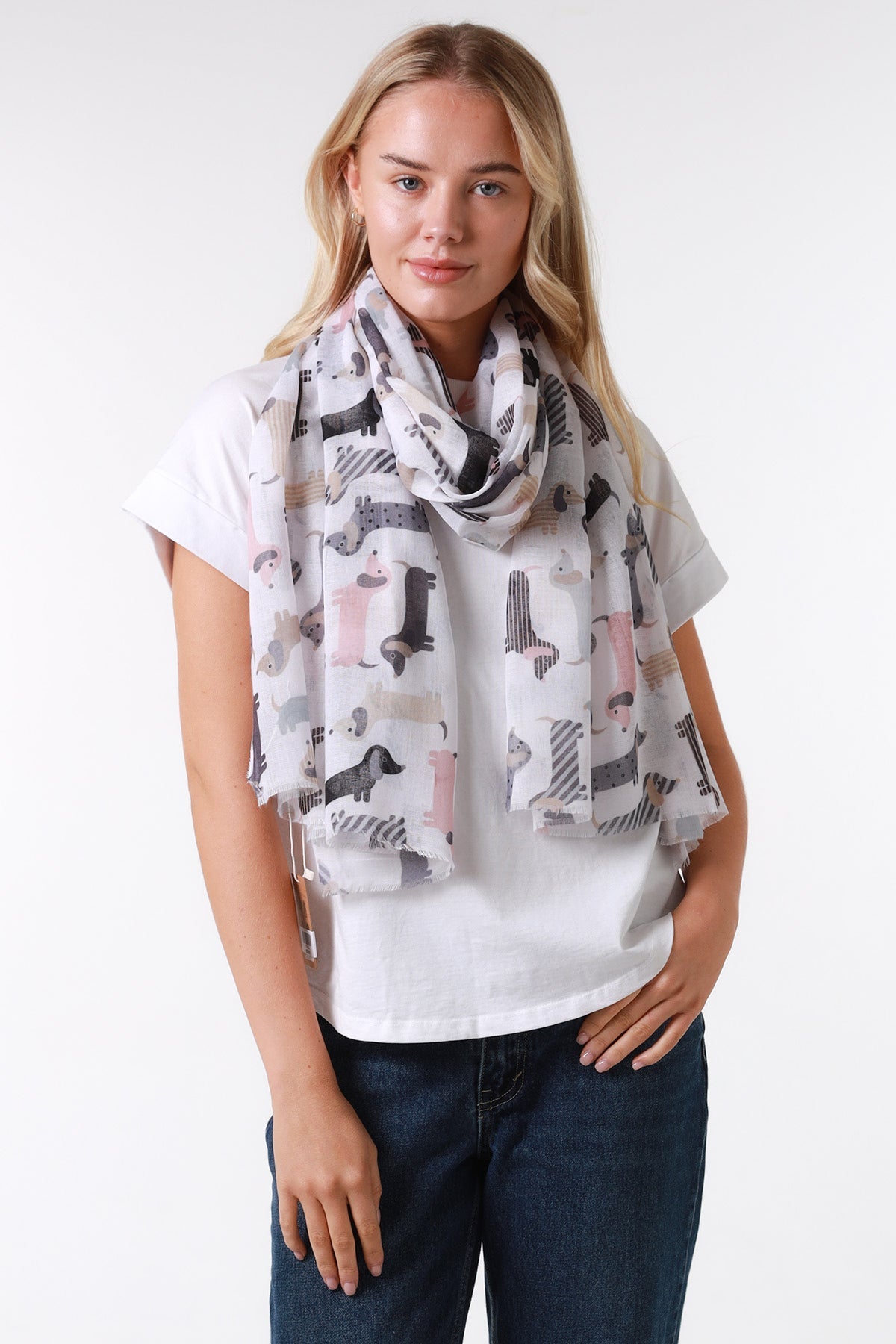 Dashy scarf - grey/ pink