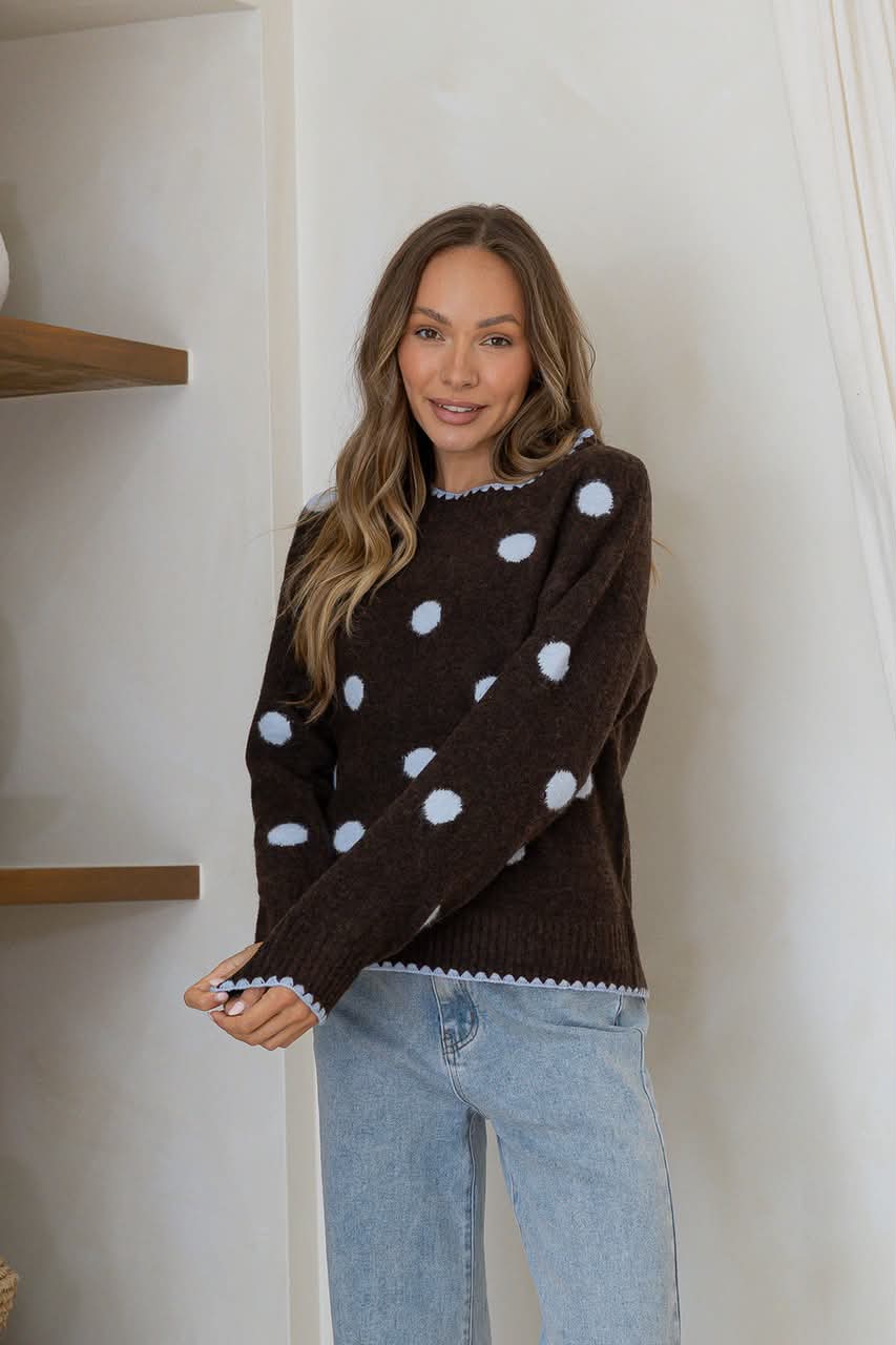 Polka Dot Knit - Chocolate