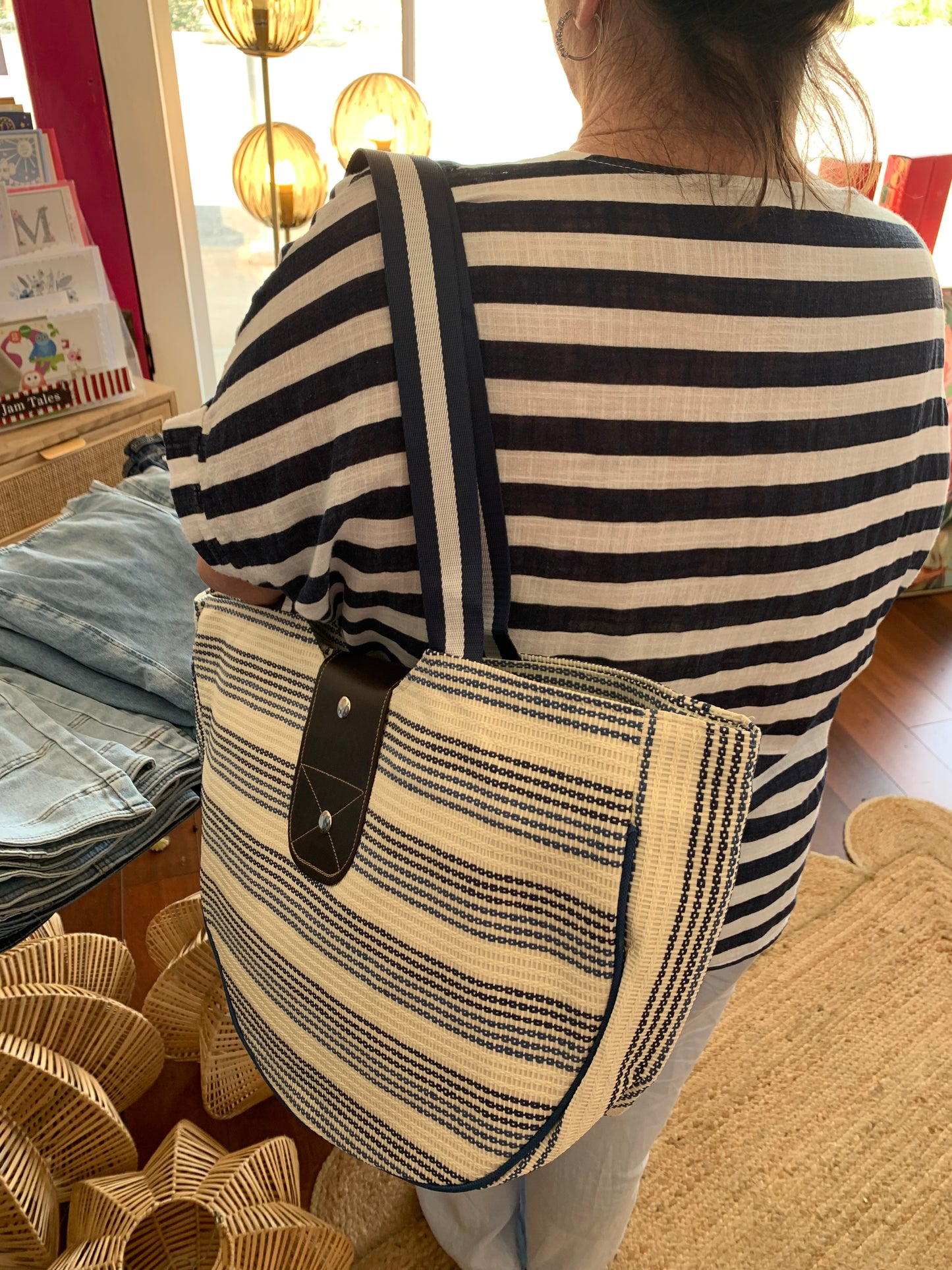 Beach bag and mat - navy