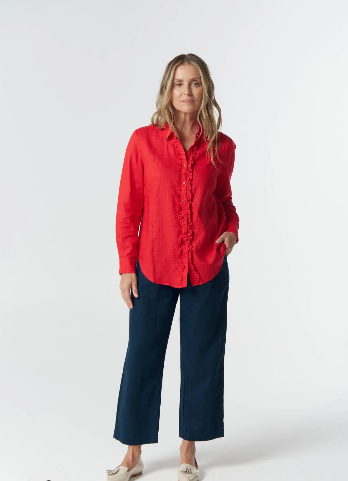 Goondiwindi Pearl Frill Linen Shirt