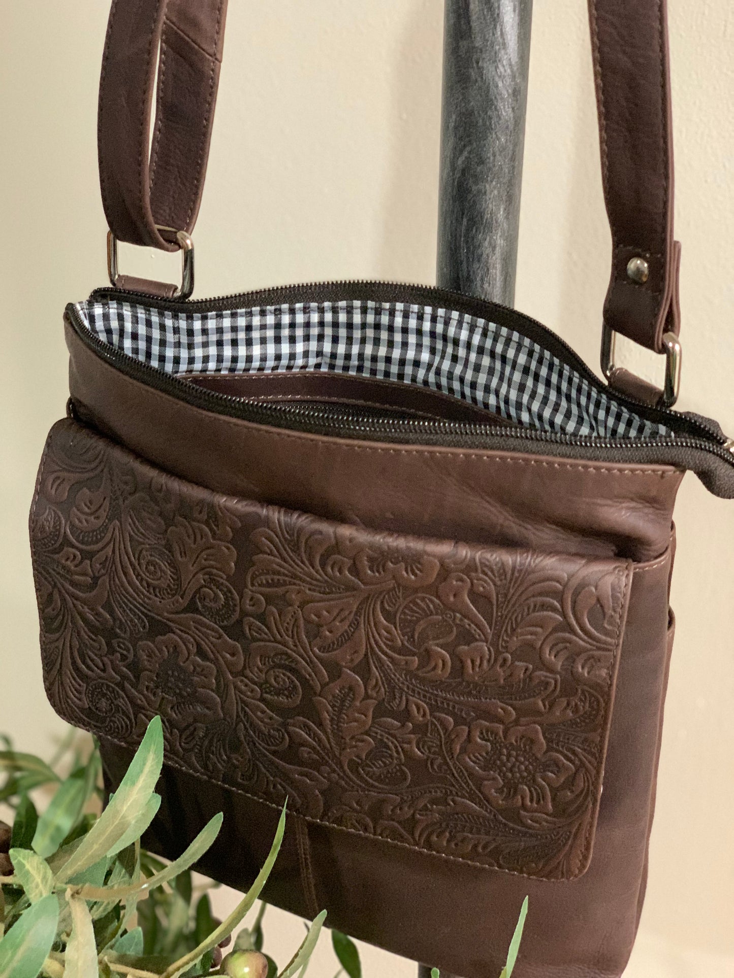 Floral Crossbody Bag Brown