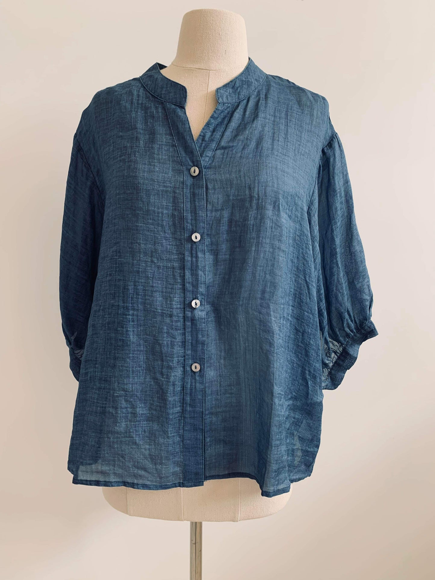 Erika Aurora Linen Top in Denim