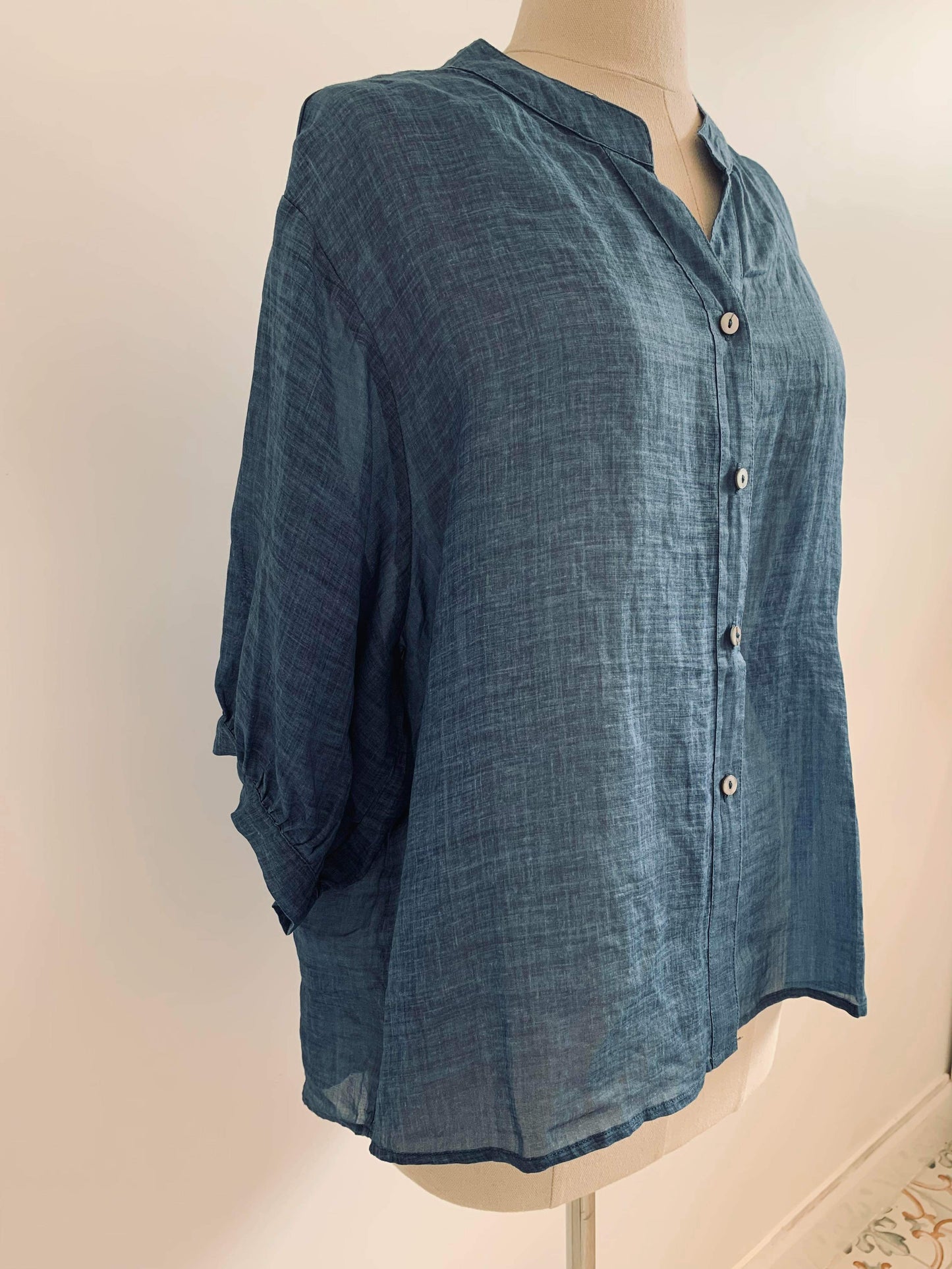 Erika Aurora Linen Top in Denim