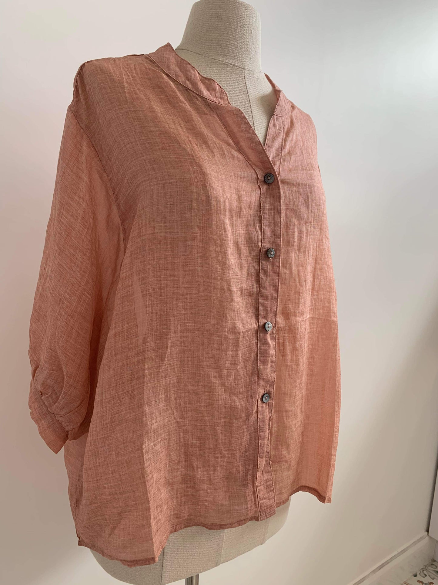 Erika Aurora Linen Top in Rose Gold