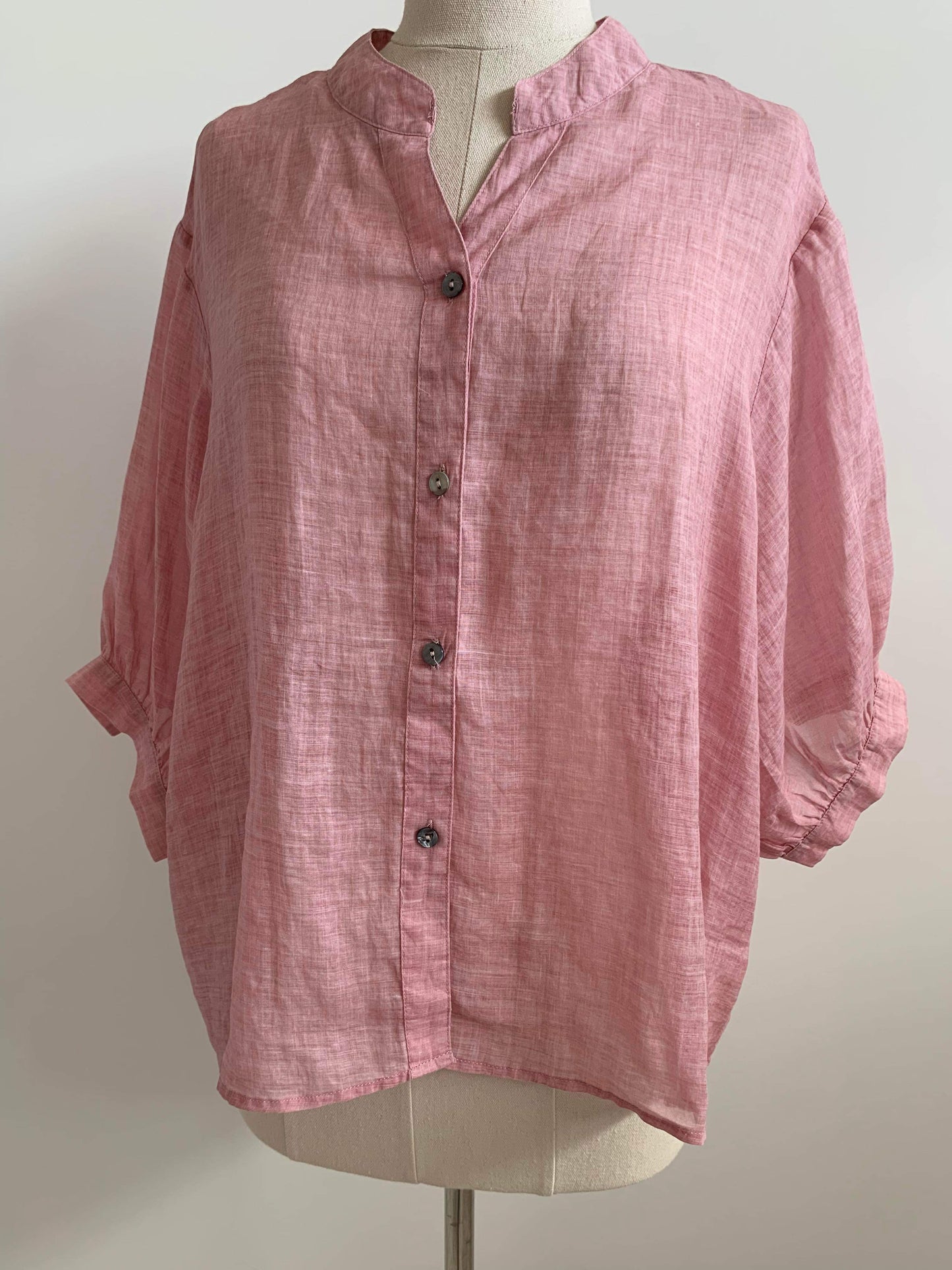 Erika Aurora Linen Top in Light Pink