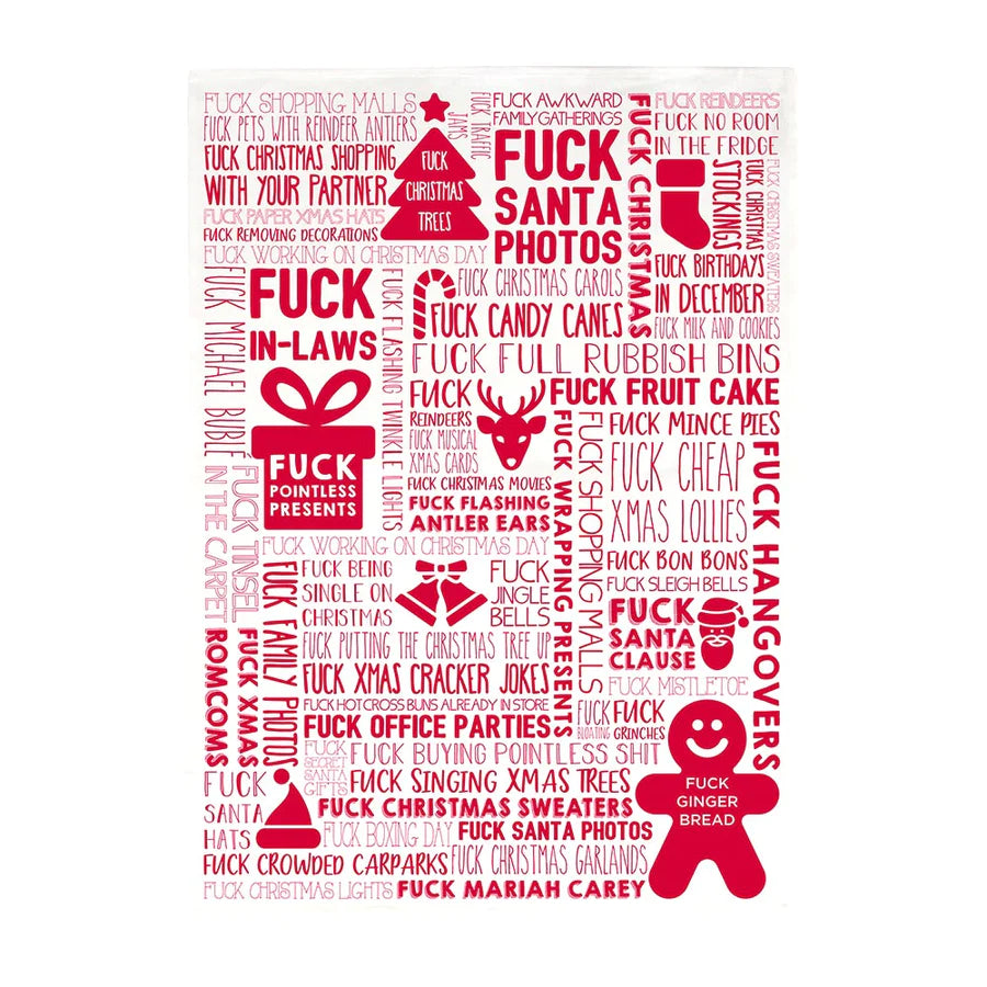 Tea Towel - F Word - Xmas Red
