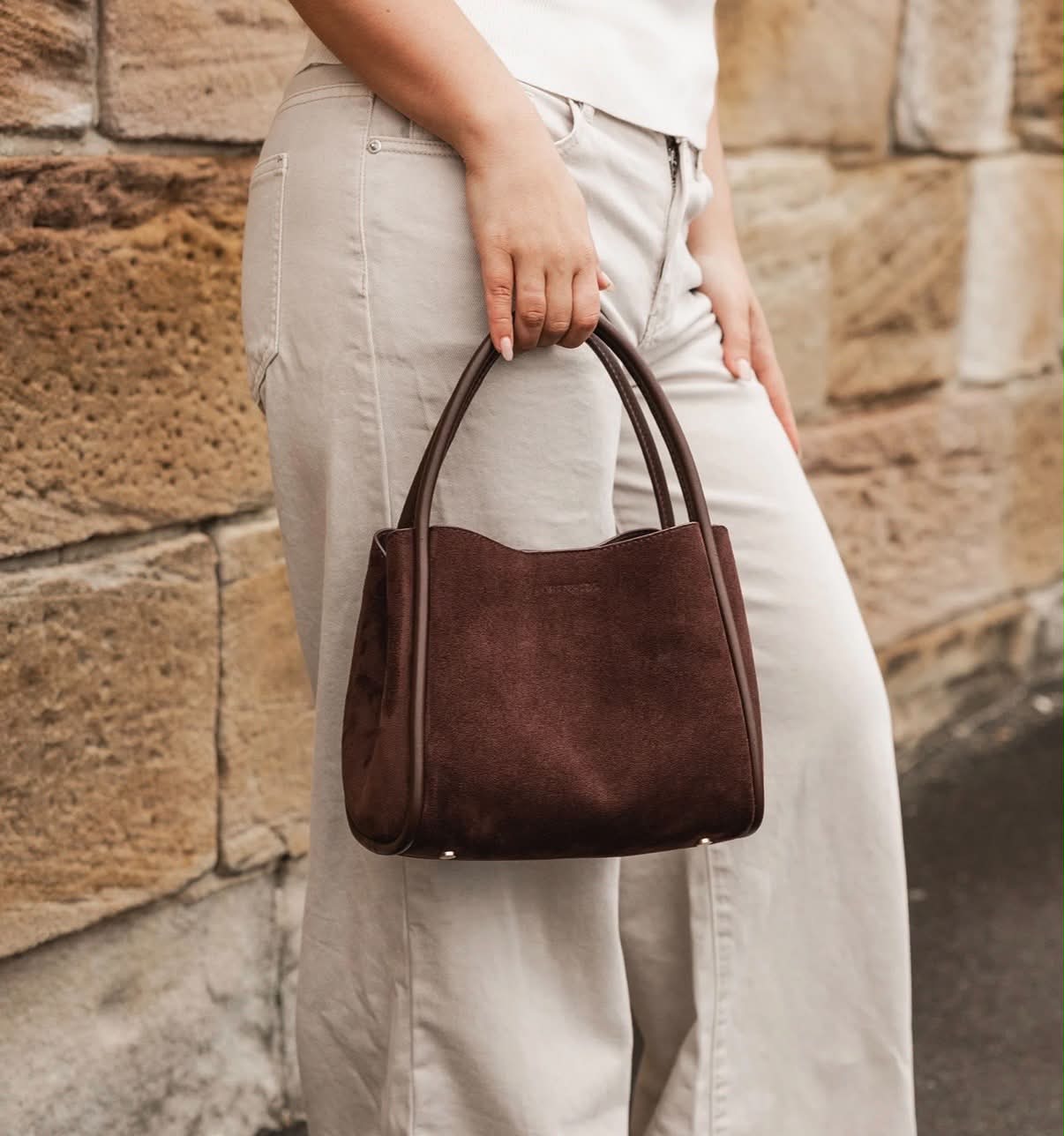 Steffie Suedette Mini Tote Bag - Chocolate