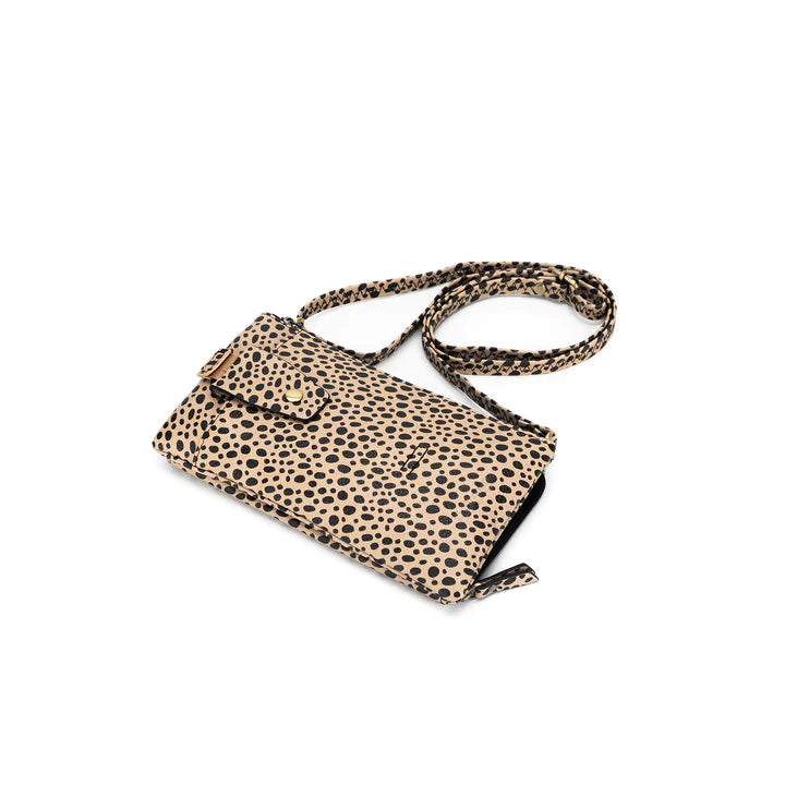 Crossbody iPhone /wallet/ double glass case - Pebble