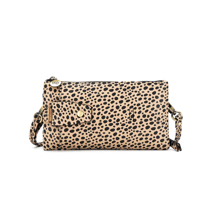 Crossbody iPhone /wallet/ double glass case - Pebble