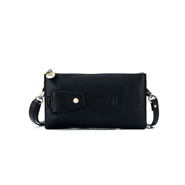 Crossbody iPhone /wallet/ double glass case - Black