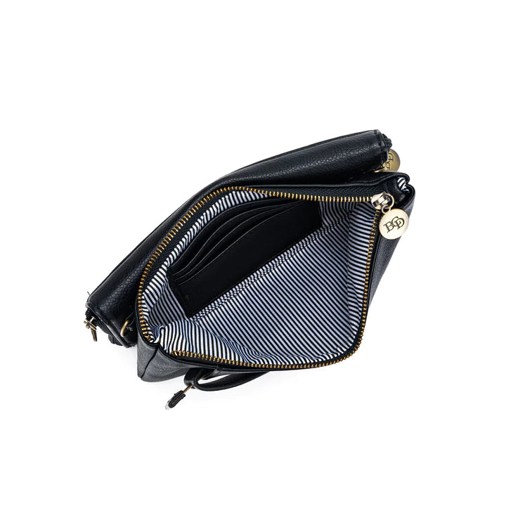 Crossbody iPhone /wallet/ double glass case - Black
