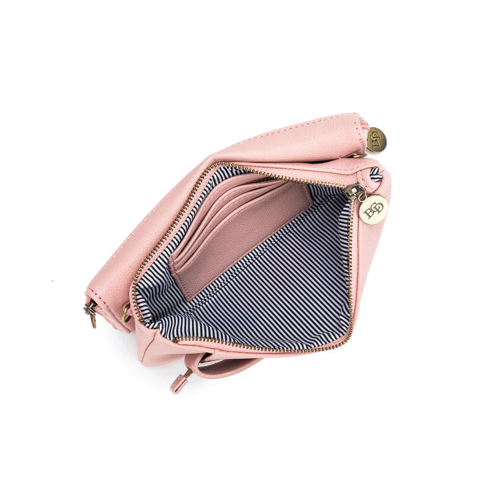 Crossbody iPhone /wallet/ double glass case - Dusty Pink