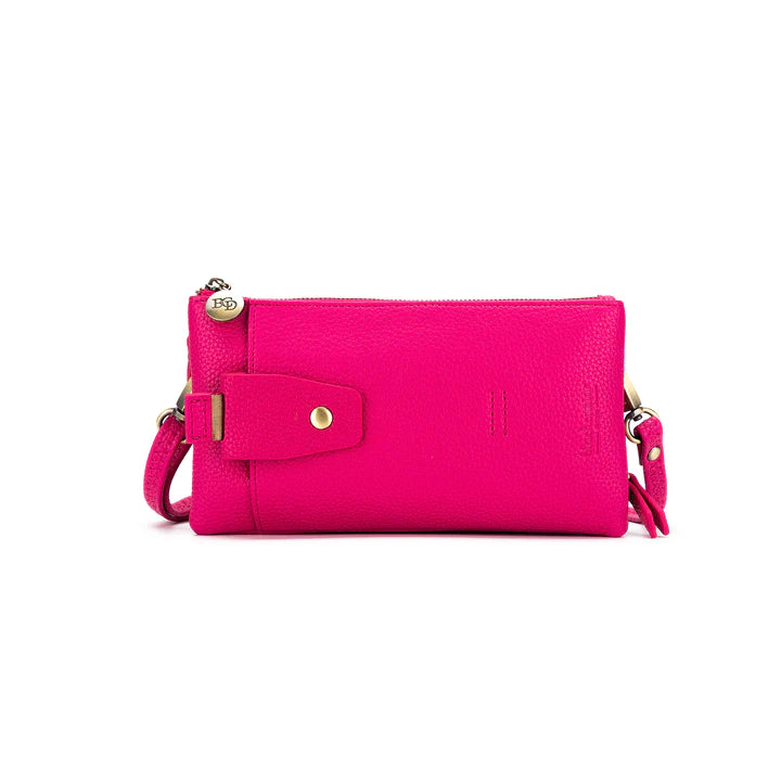 Crossbody iPhone /wallet/ double glass case - Fuscia