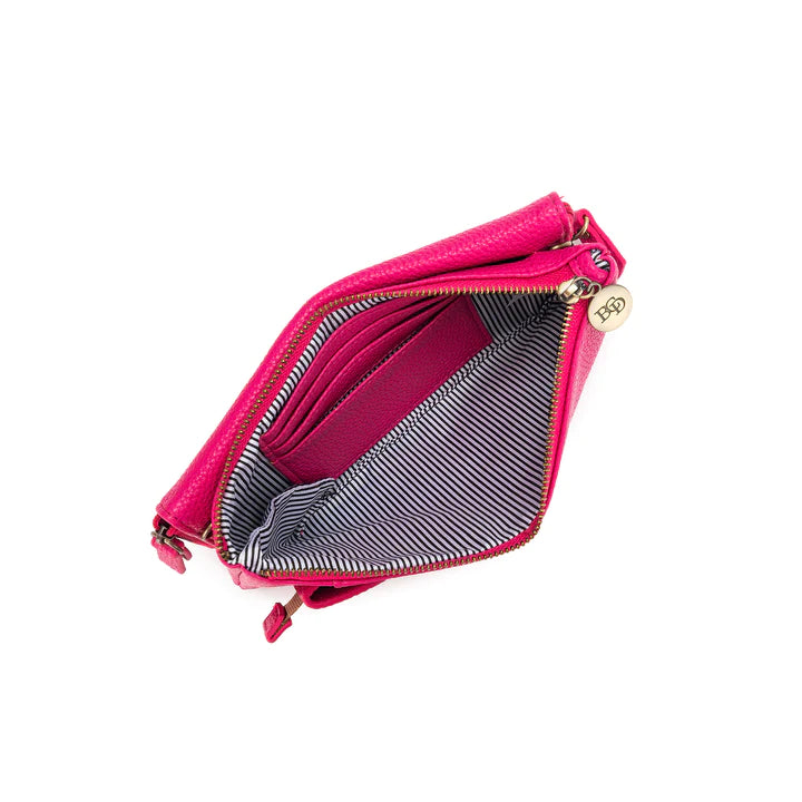 Crossbody iPhone /wallet/ double glass case - Fuscia
