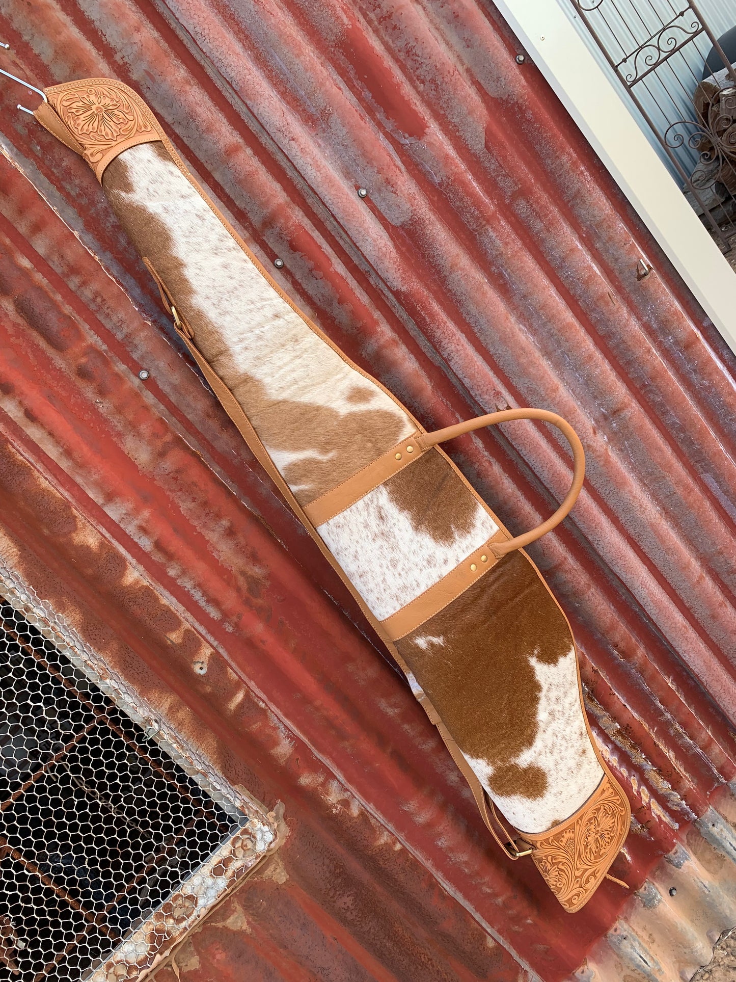 Tooling Leather Cowhide Rifle Case -Tan