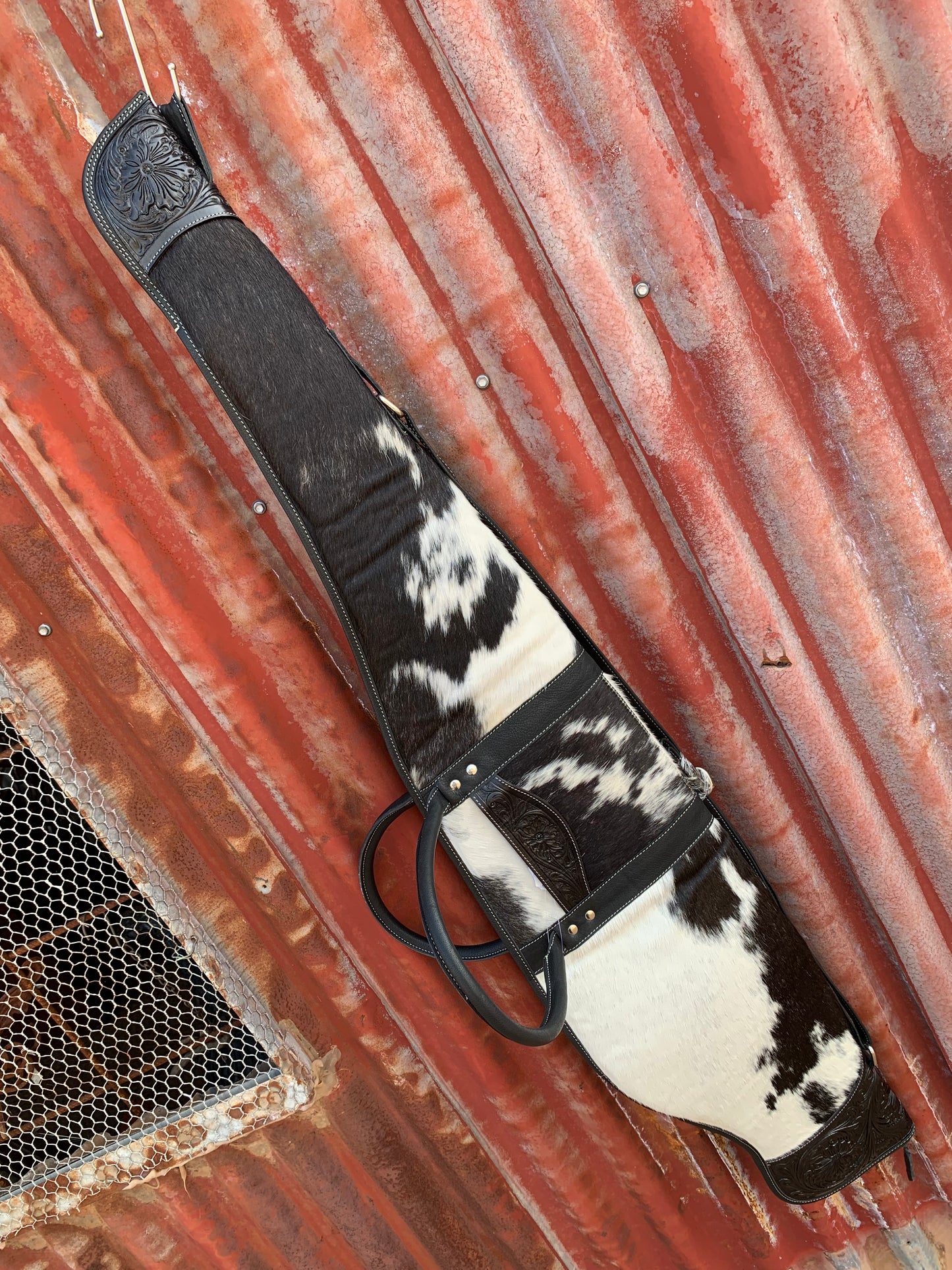 Tooling Leather Cowhide Rifle Case - Black