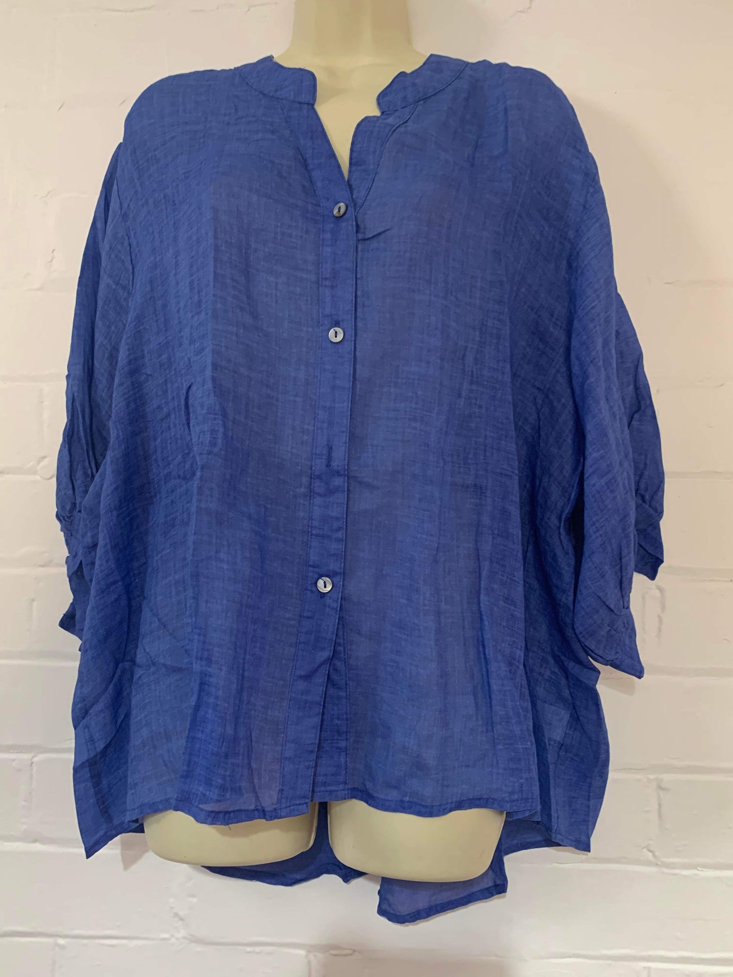 Erika Aurora Linen Top in Cobalt