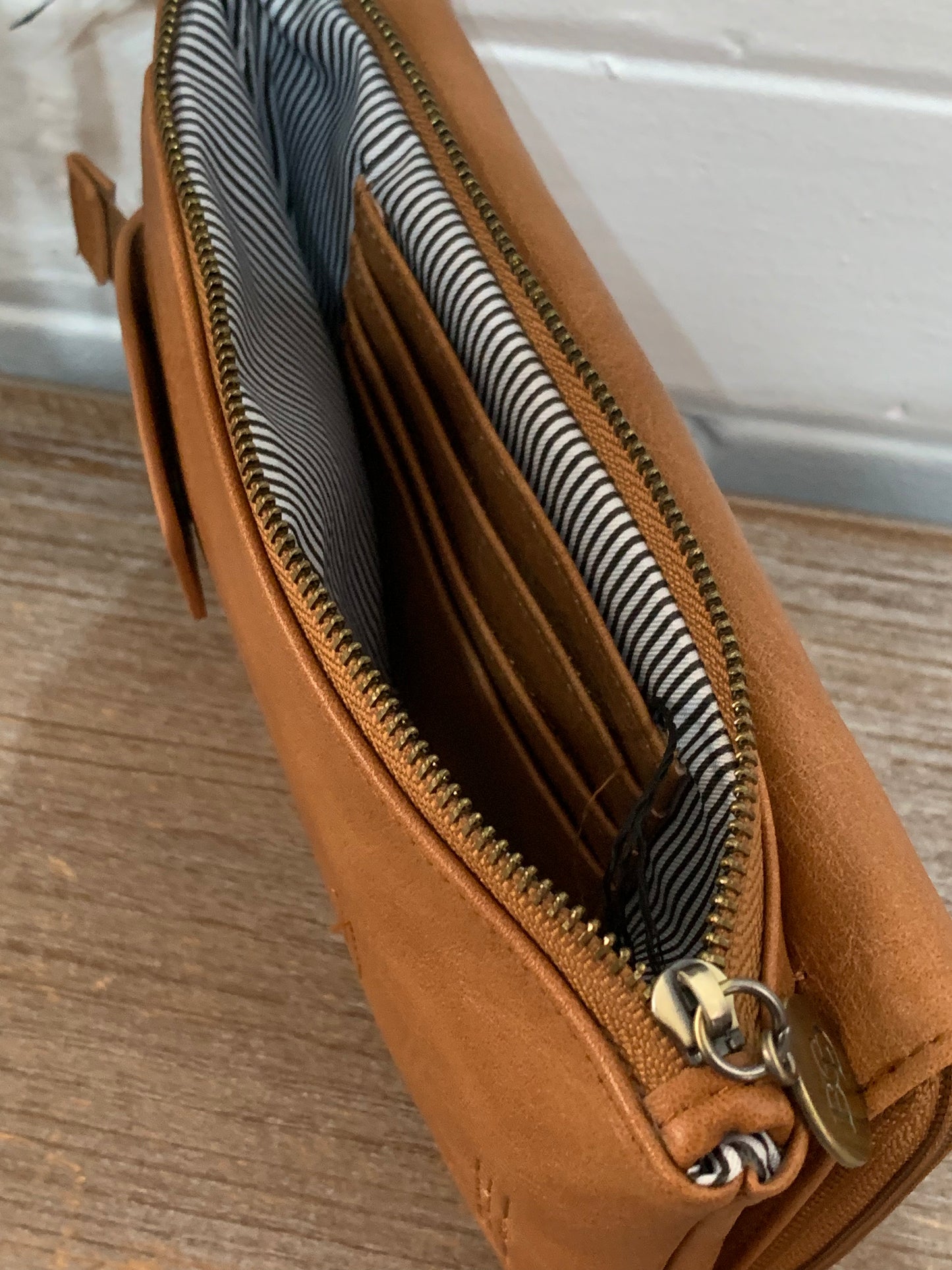 Crossbody iPhone /wallet/ double glass case - Tan