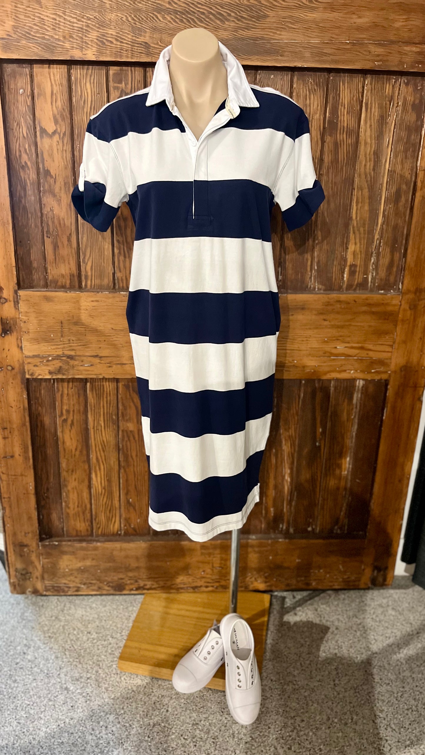 Cloth + Paper + Scissors Navy & White Rugby Dress