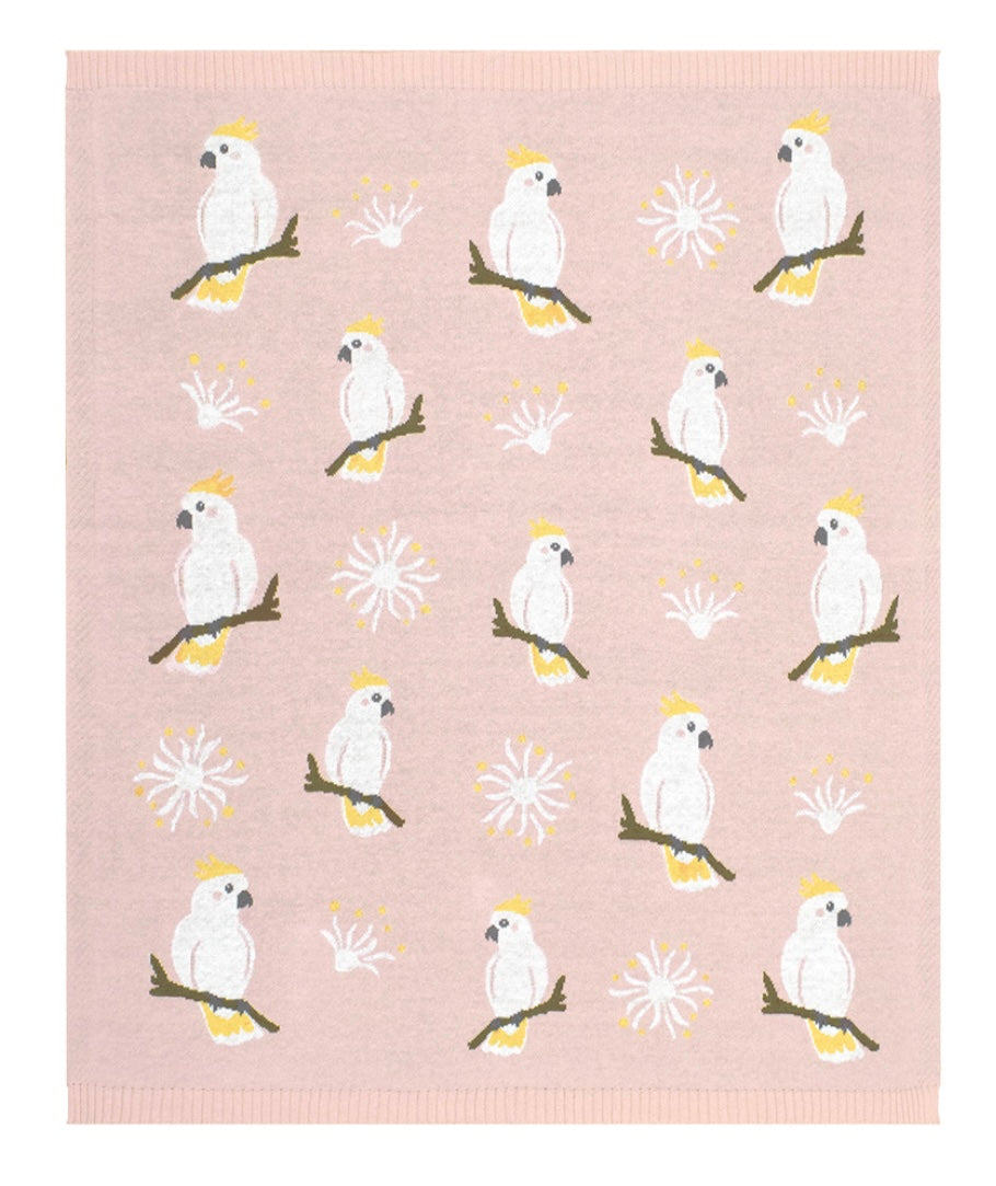 Australiana Baby Blanket - Cockatoo/Blush
