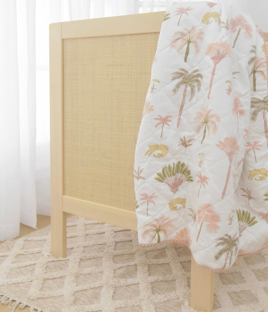 Quilted Reversible Cot Comforter - Tropical Mia