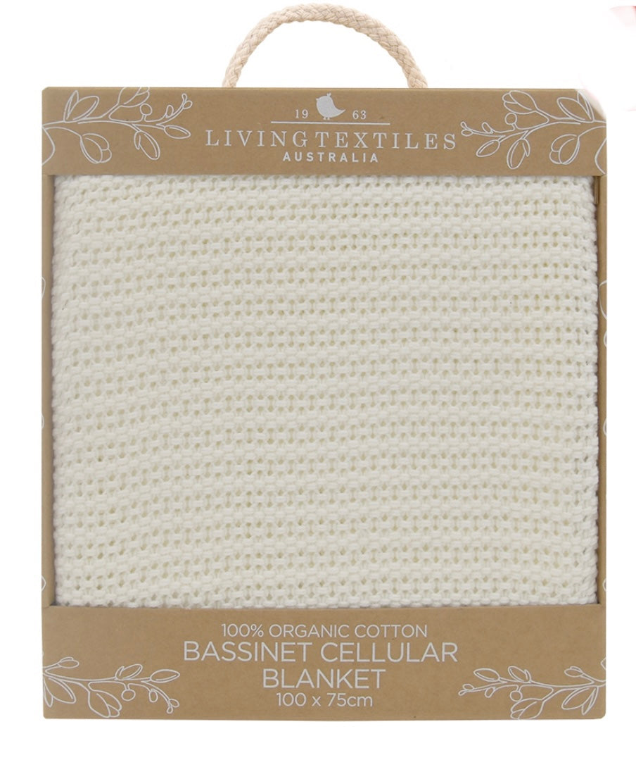 Organic Bassinet/Cradle Cellular Blanket - Natural White