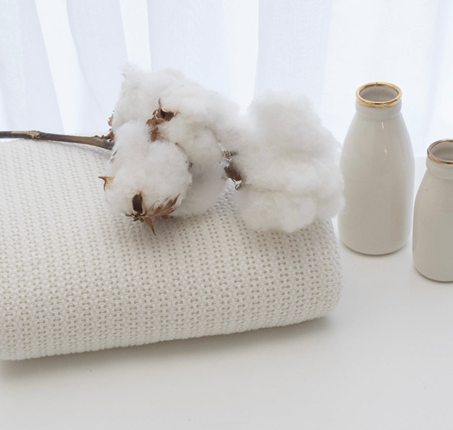 Organic Bassinet/Cradle Cellular Blanket - Natural White
