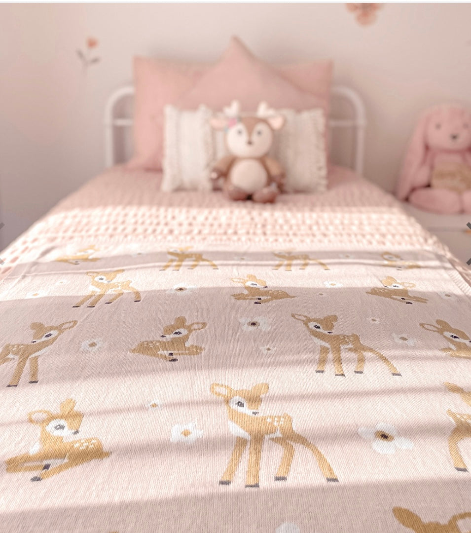 100% Cotton Whimsical Blush Fawn Baby Blanket