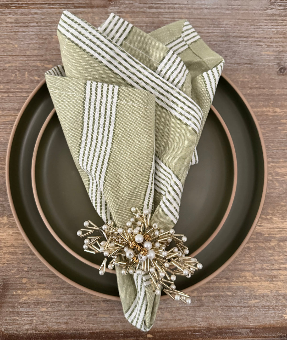 Catania Green Stripe Napkin Set of 4