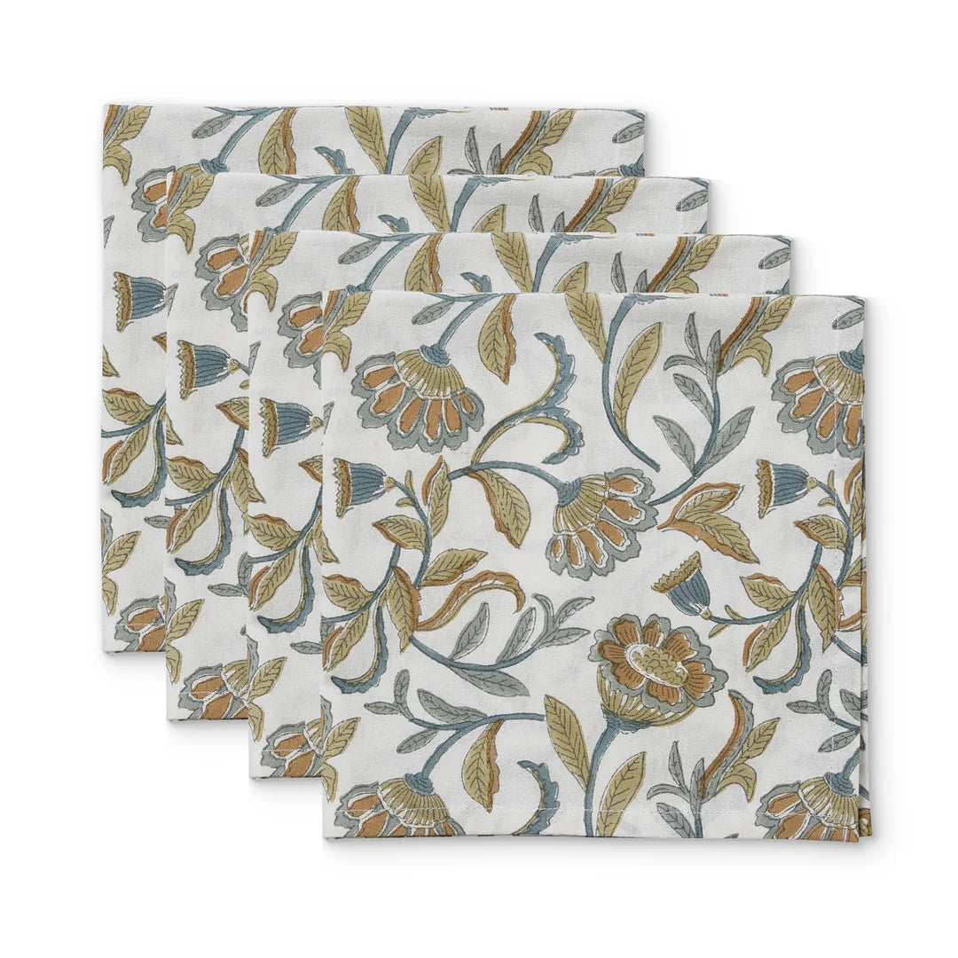 Summer Garden Multi Block Print Napkin Set of 4