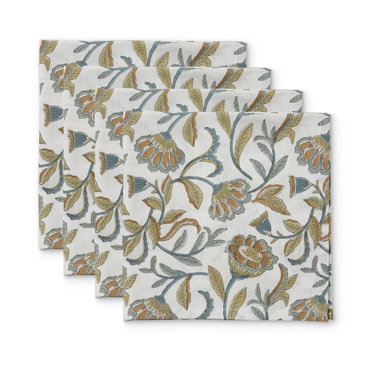 Summer Garden Multi Block Print Napkin Set of 4