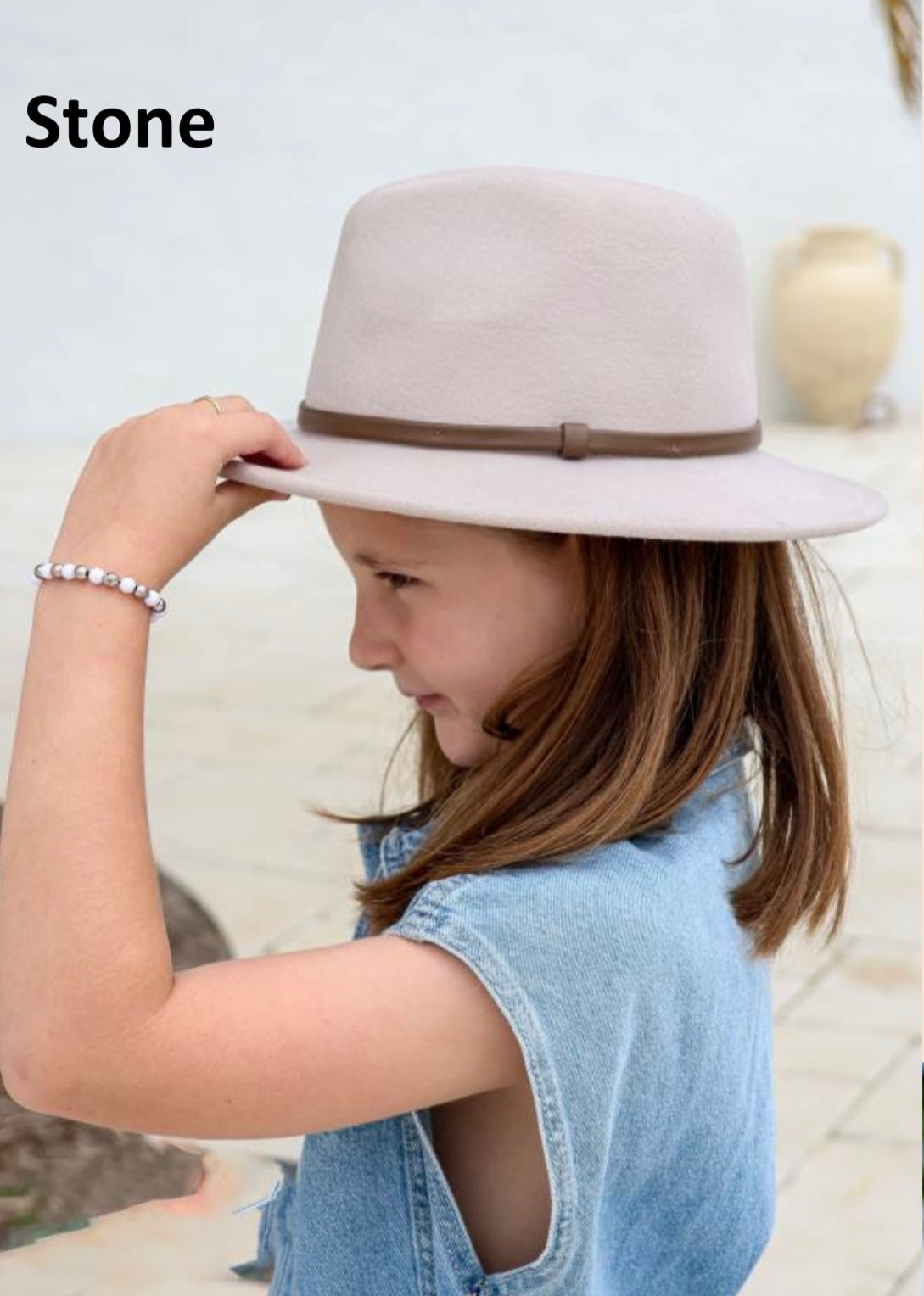 Kids Felt Fedora -stone