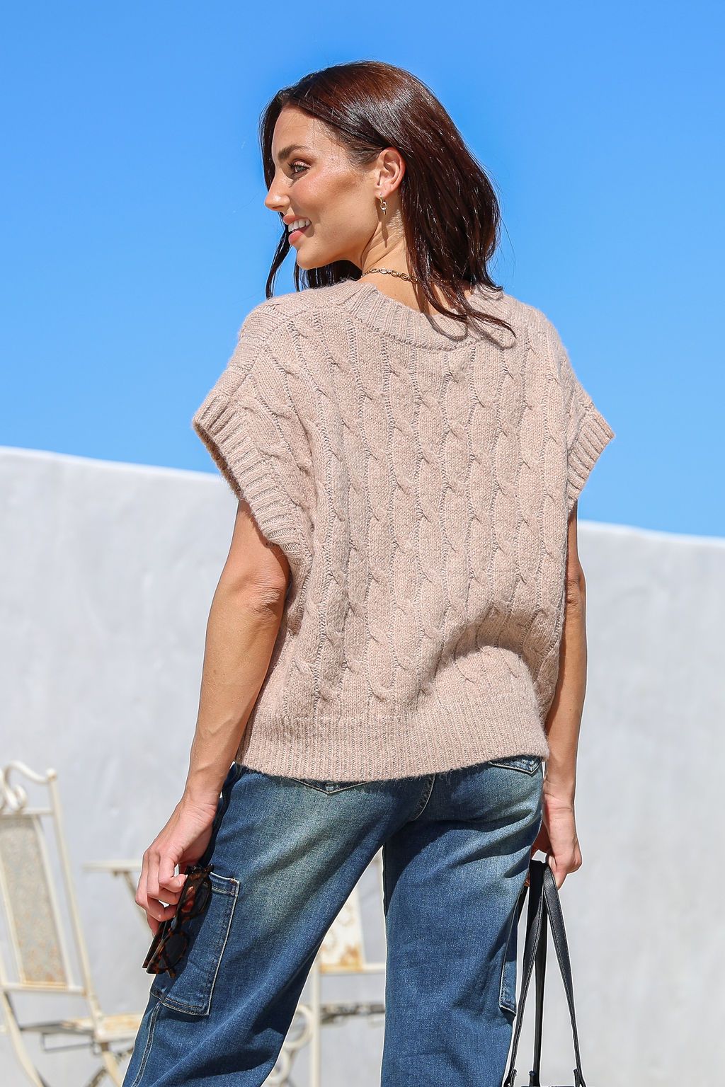 Embargo Button Vest - natural