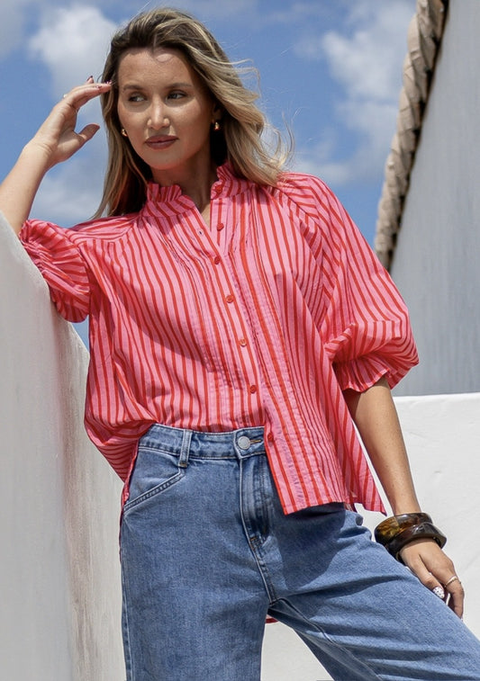 Sorrento shirt - Pink & Red stripe