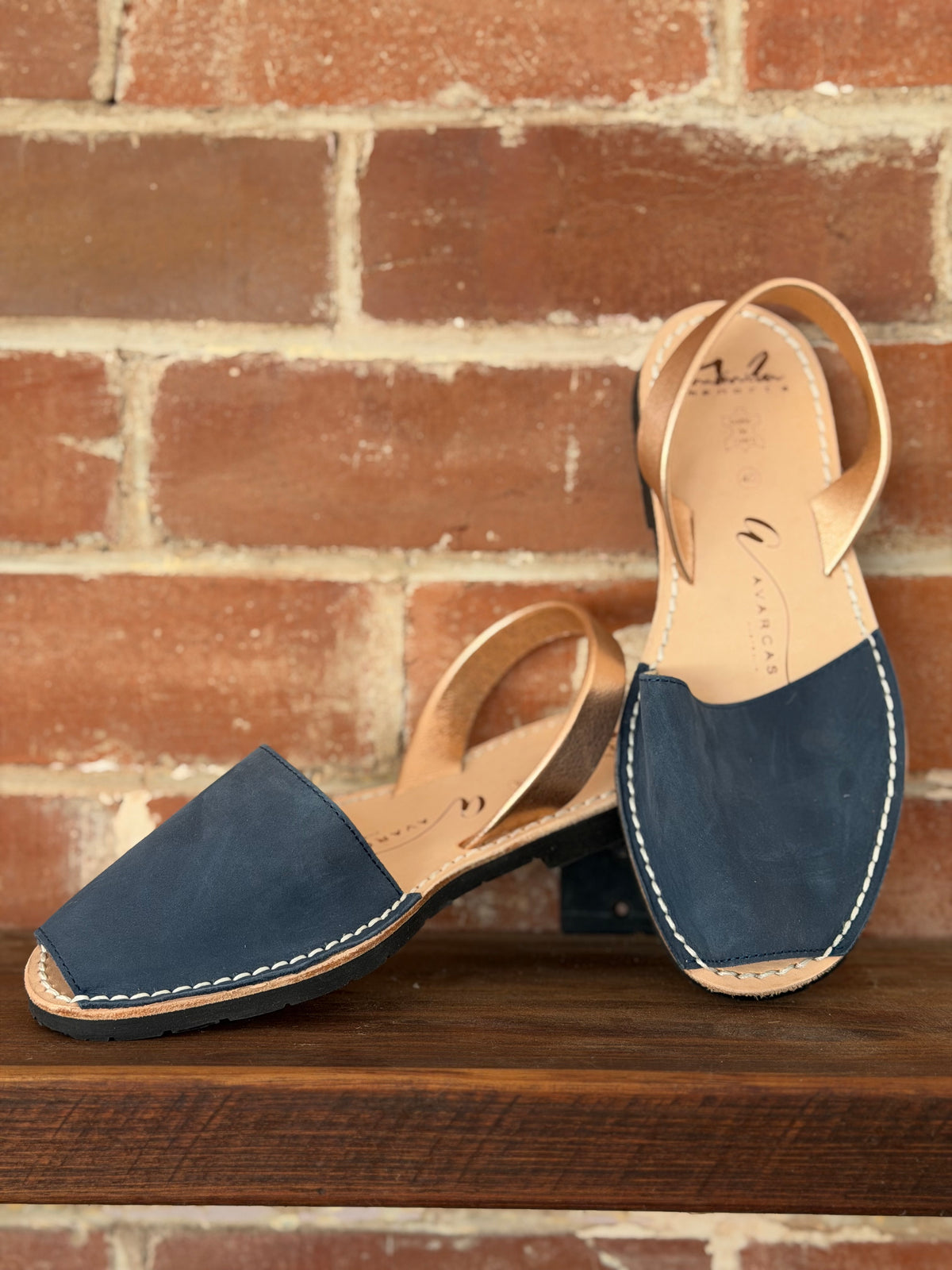 Avarcas - Navy Nubuck & Rose Gold