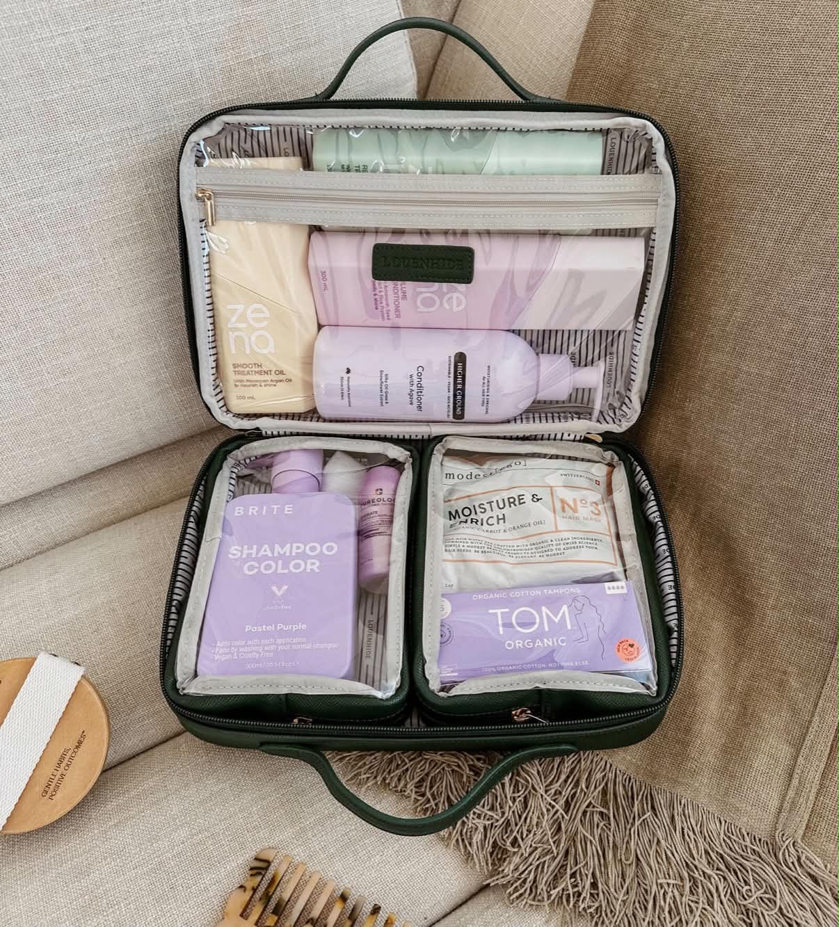 Georgie Cosmetic Case - Forest Green
