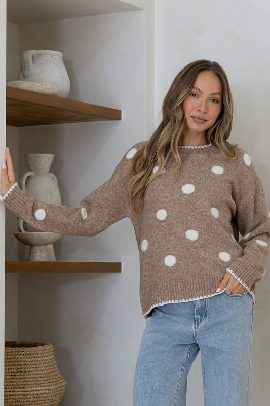 Polka Dot Knit - Camel