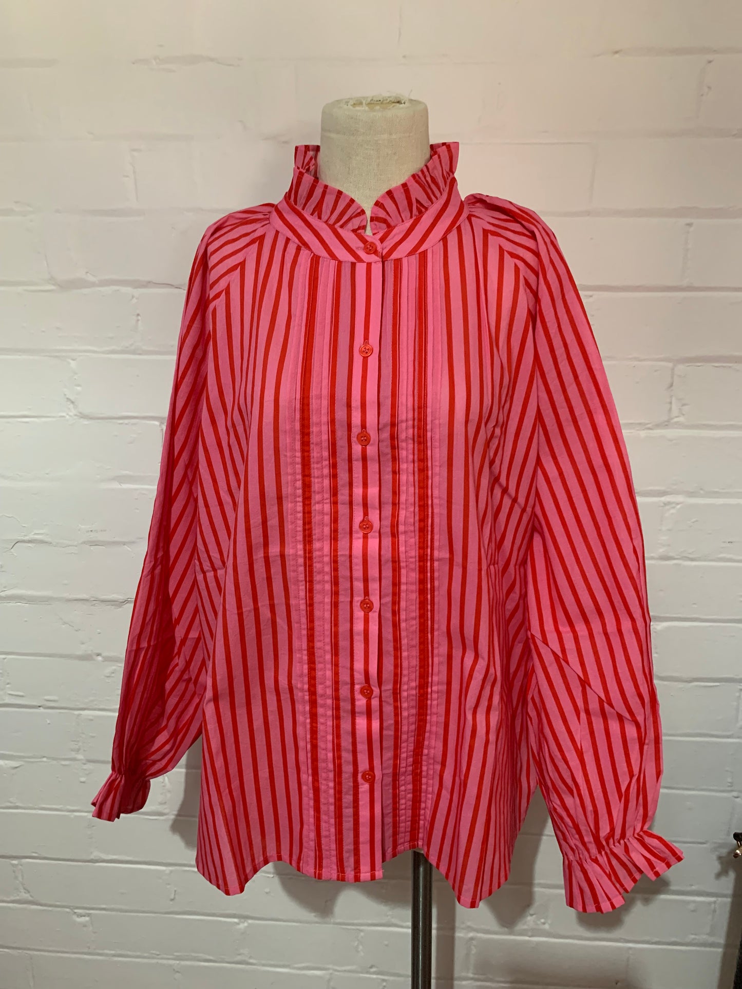 Pleated Sorrento shirt -pink/red