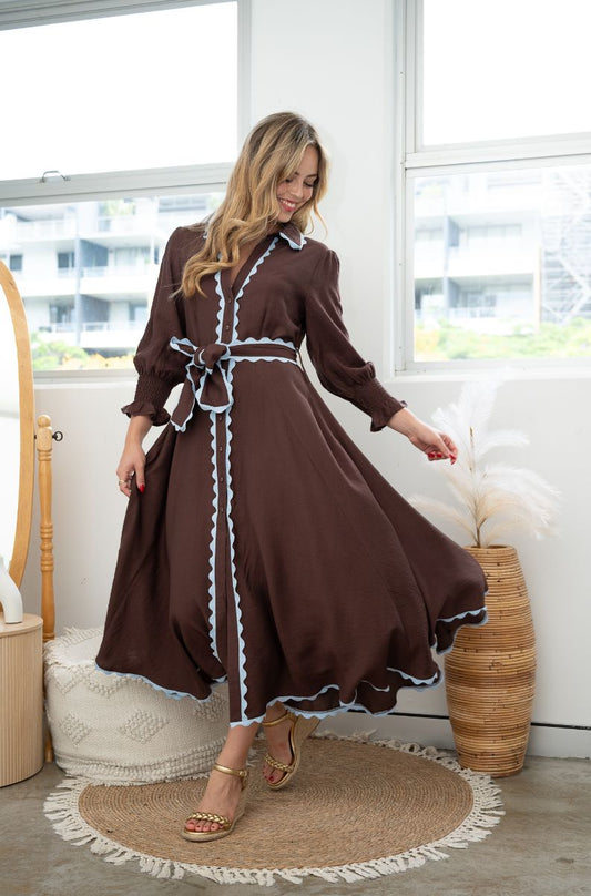 Francine Godet midi dress - Chocolate
