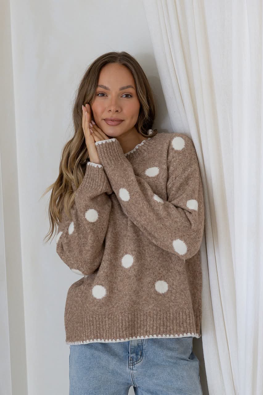 Polka Dot Knit - Camel