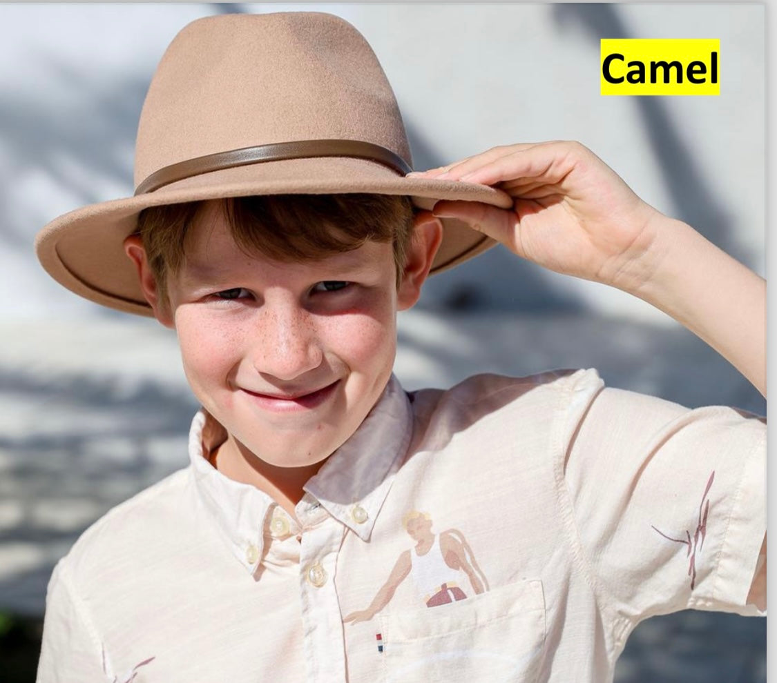 Kids Felt Fedora- camel