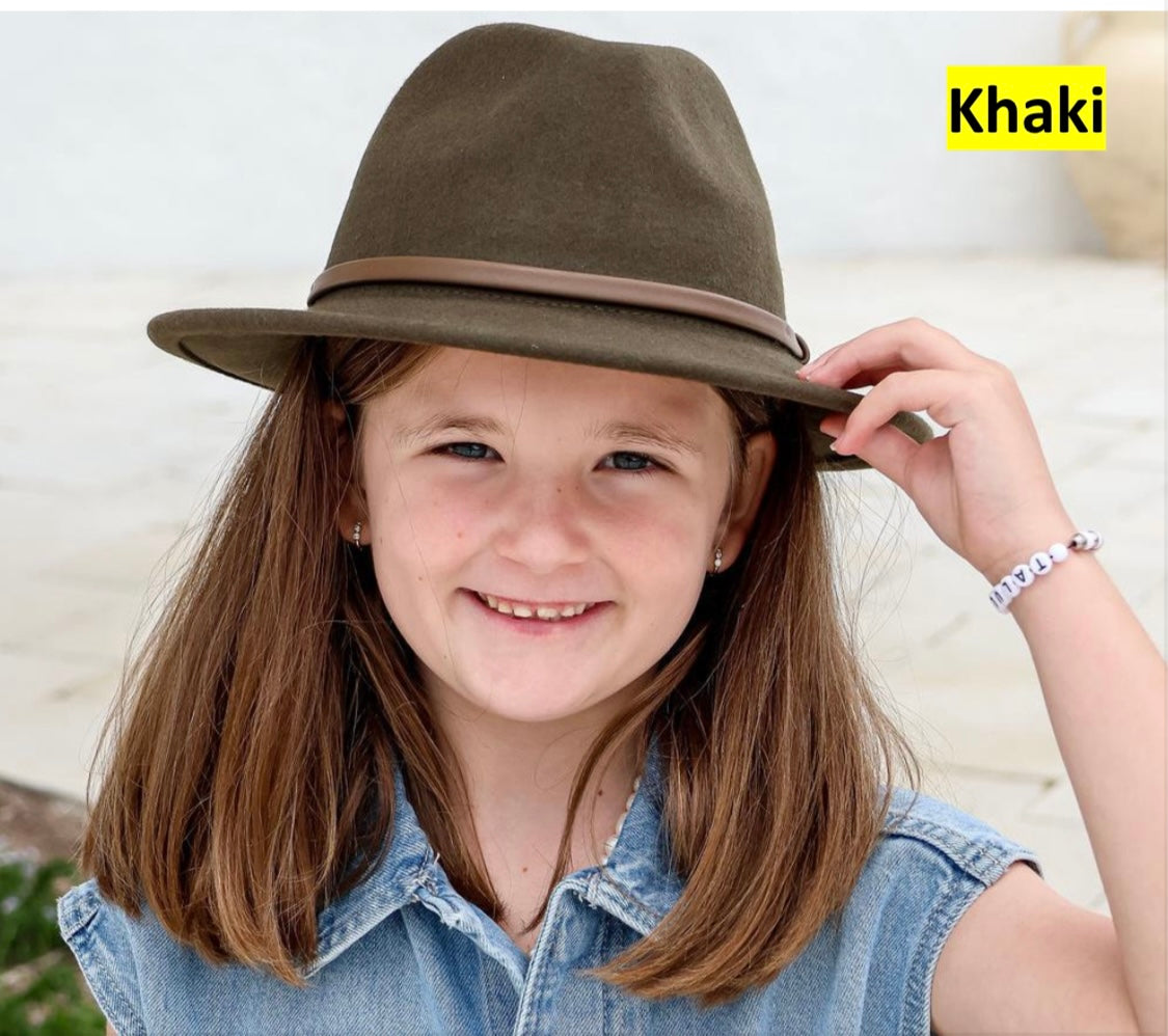 Kids felt Fedora - khaki