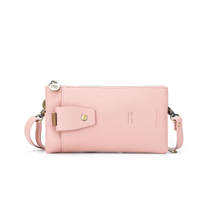 Crossbody iPhone /wallet/ double glass case - Dusty Pink
