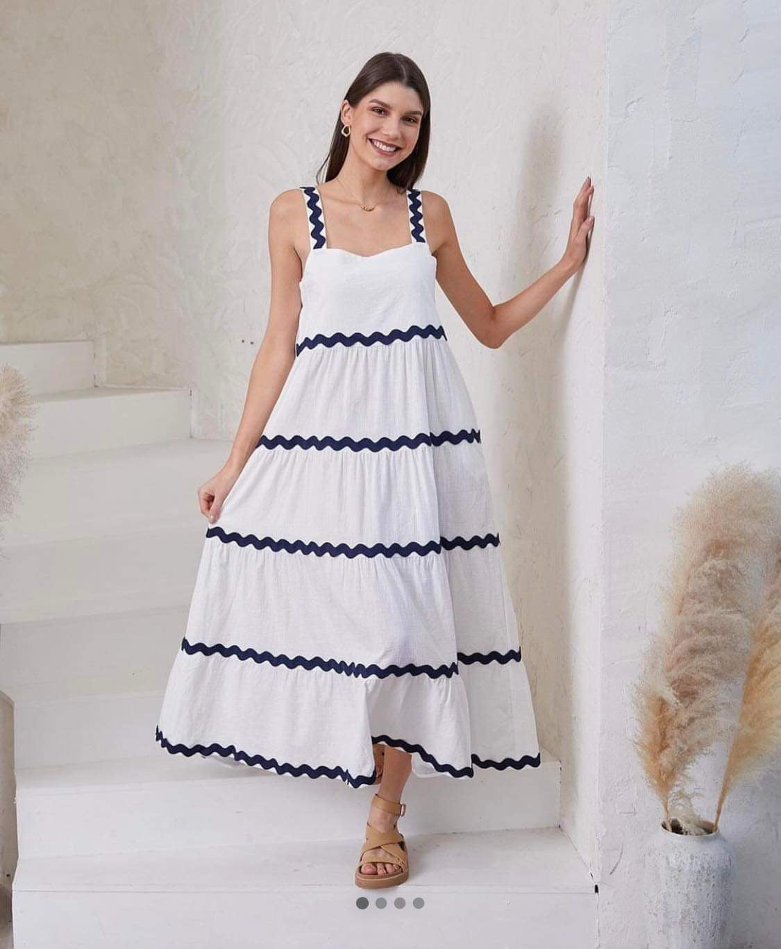 Sorrento Maxi Dress - Navy/White