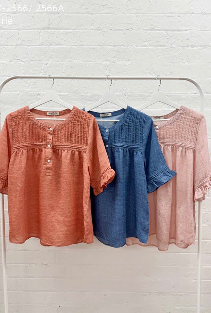 Marie Linen Top - Orange