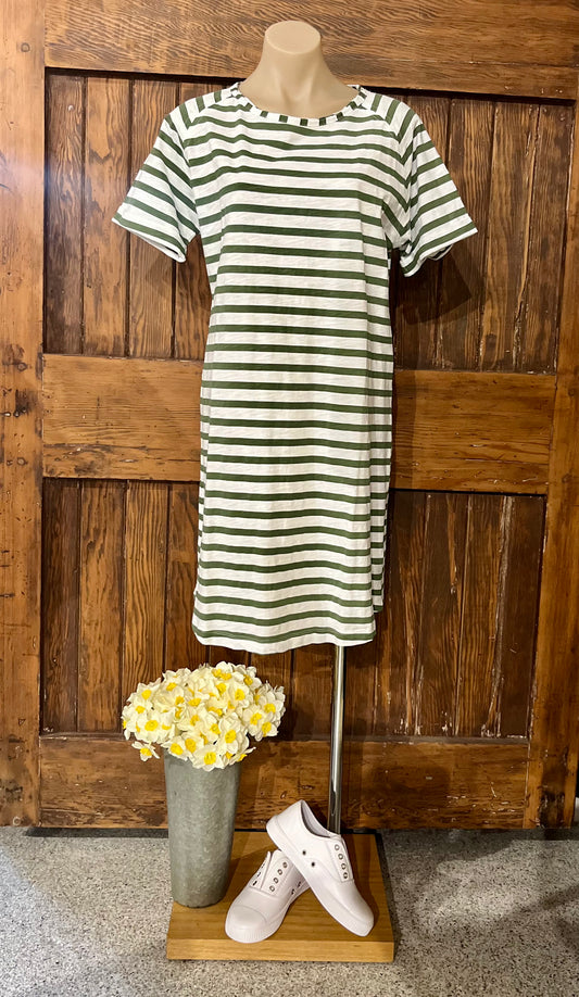 C + P + S Stripe Raglan Sleeve Dress Fairway Green