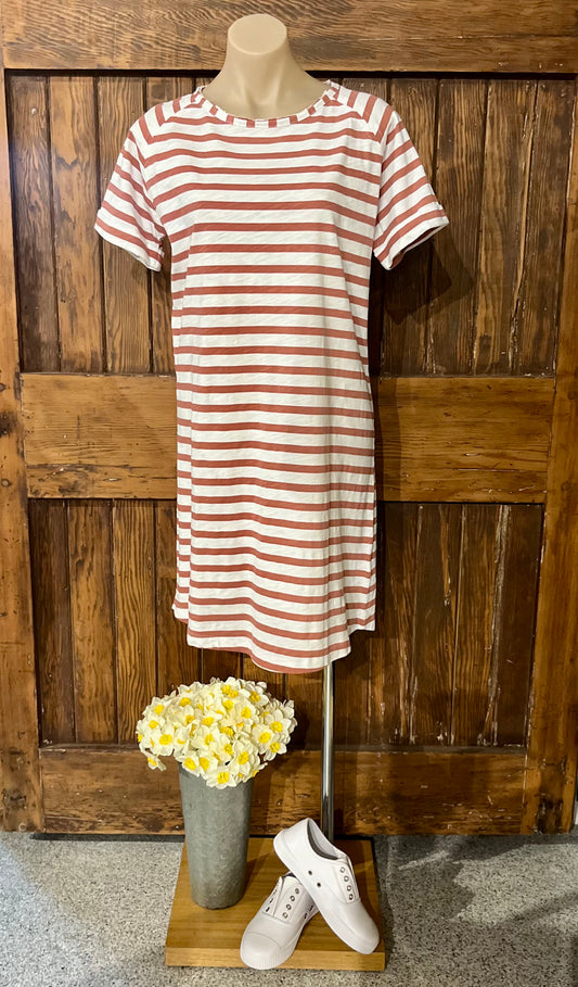 C + P + Scissors striped Raglan Dress Terracotta