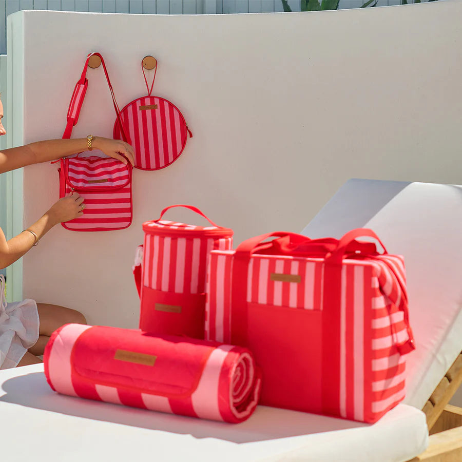 Picnic Cooler Bag - Tall Barrel - Red Stripe